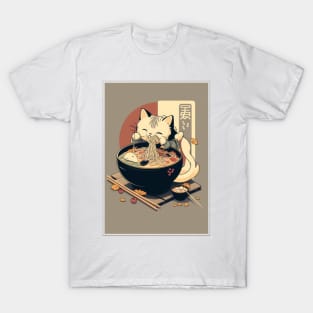 cat eating ramen T-Shirt